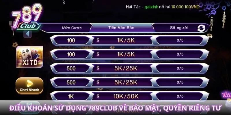 Điều khoản sử dụng 789Club về bảo mật, quyền riêng tư